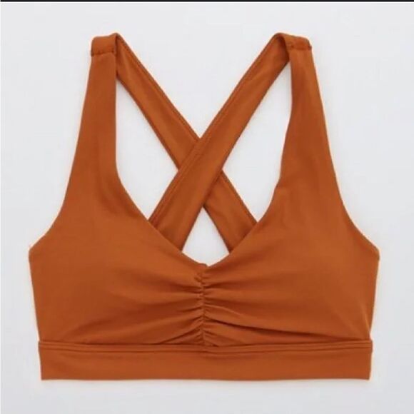 NWT! - Offline By Aerie Real Me Ruched Sports Bra - Size small - Color: Caramel - Picture 1 of 4